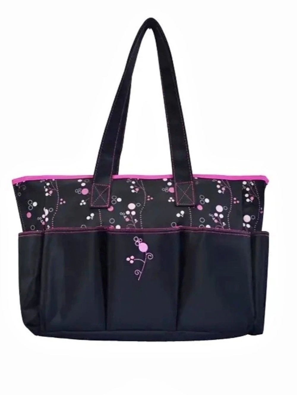 Graco Priscilla Black and Pink diaper bag with changing pad NWT